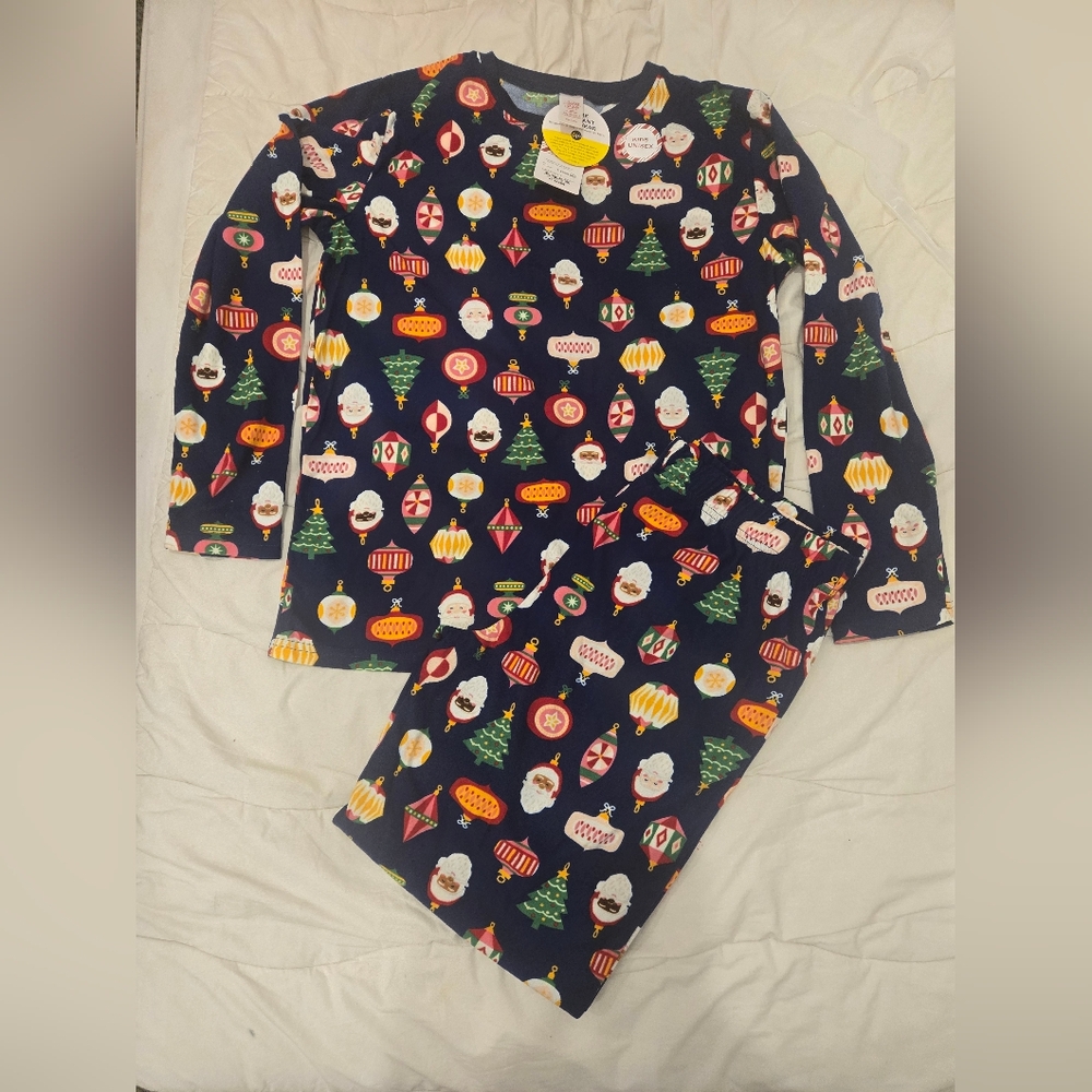 Festive‎ Kids Pajama Set - Blue with Holiday Prints